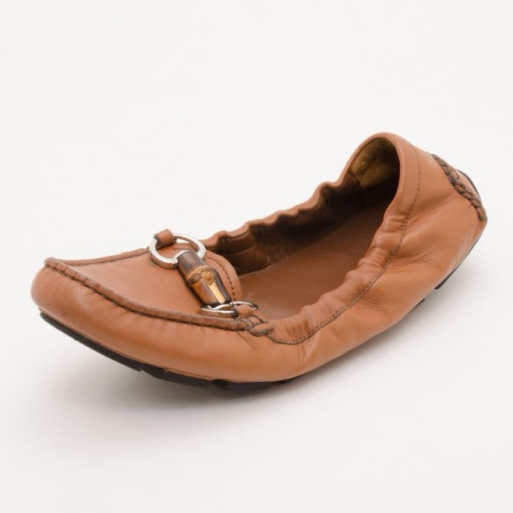 GUCCI | Brown Leather Horsebit Driving Flats